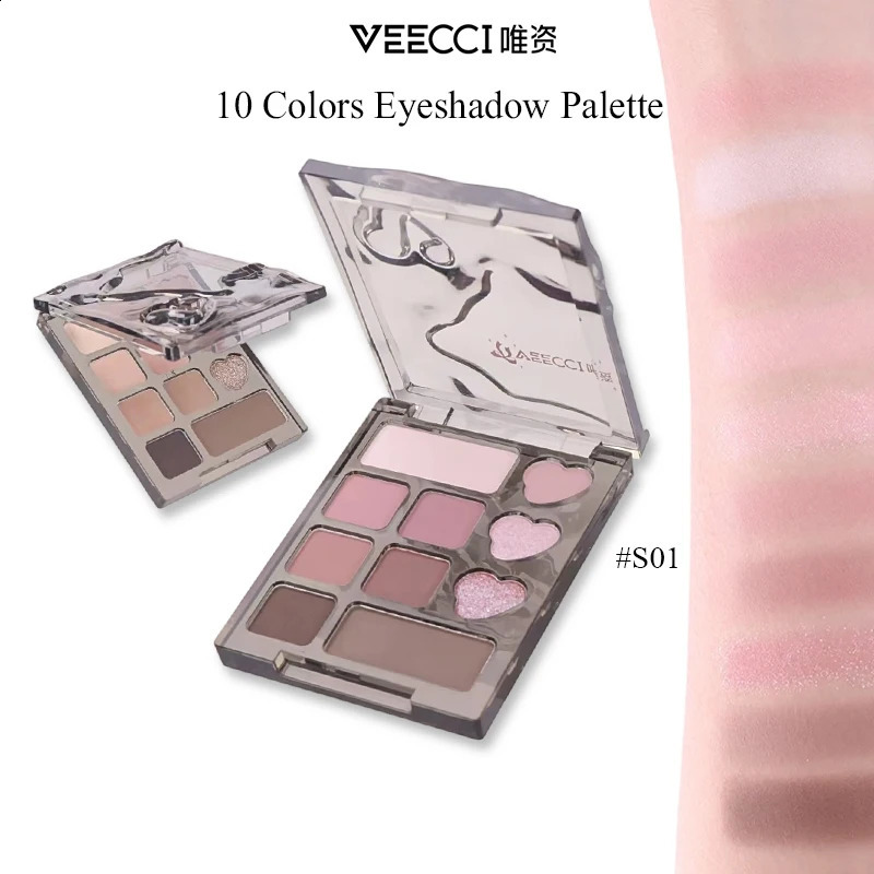 Trend Viachei Ten Color Eyeshadow Mini Set (Matte, Shimmer, Pearl, Soft Powder Finish, Fine Shimmer, Portable, Multi-functional, Long-lasting)