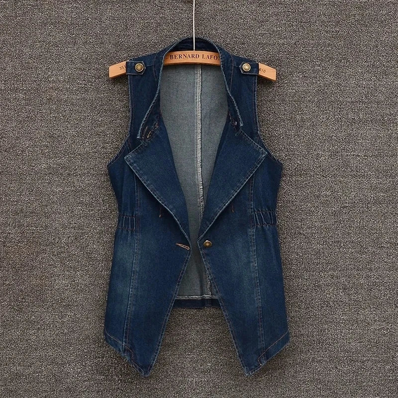 Spring Autumn Womens Vest Jacket Korean Version Sleeveless Ladies Denim Coat Casual Temperament Female Cowboy Tank Top 260129BJ