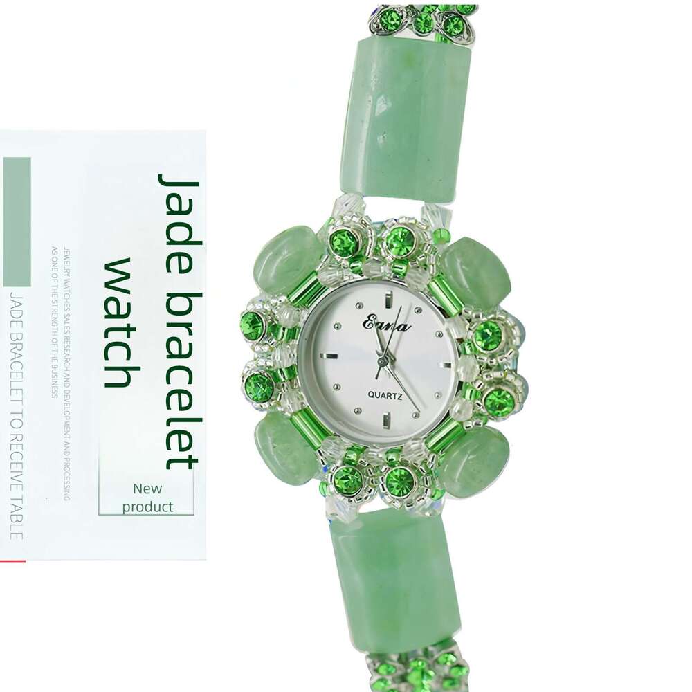 Jade Bracelet High-end Gift Light Luxury Diamond-encrusted Women's Quartz Watch