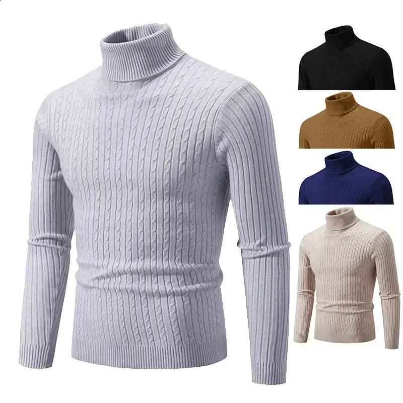 2026 Men's High Neck Sweater Solid Color Pullover Knitted Warm Casual Turtleneck Sweatwear Woolen Mens Winter Outdoor Tops260921
