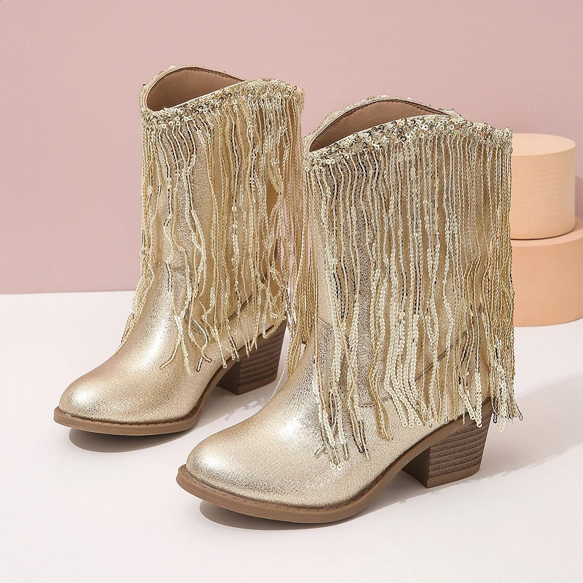 European and American fashion childrens western cowboy boots cross-border autumn and winter fringed childrens boots 260126BJ