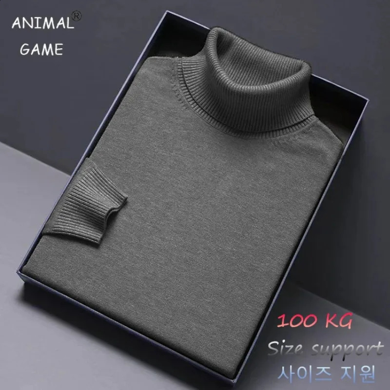 Animal Game Turtleneck Knitwear y Men's Sweater Long Fit Pullover Sweaters Solid Color Men Streetwear Warm Cold Blouse260921