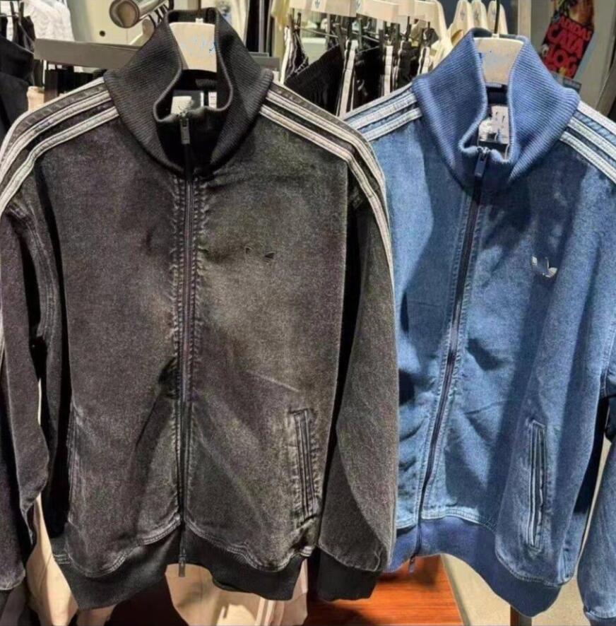 2026 New arrival men's Designer Vintage luxury Denim Jacket Embroidery Women couple blue black color zip up Loose Design Trendy jean outwear co