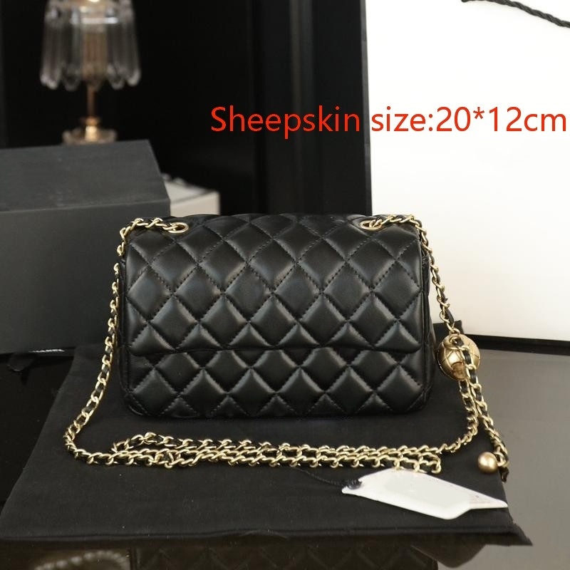 Wealth bag chain bag wealth crossbody bag caviar cowhide sheepskin little golden ball zippered hidden pocket inside double c logo classic designer b