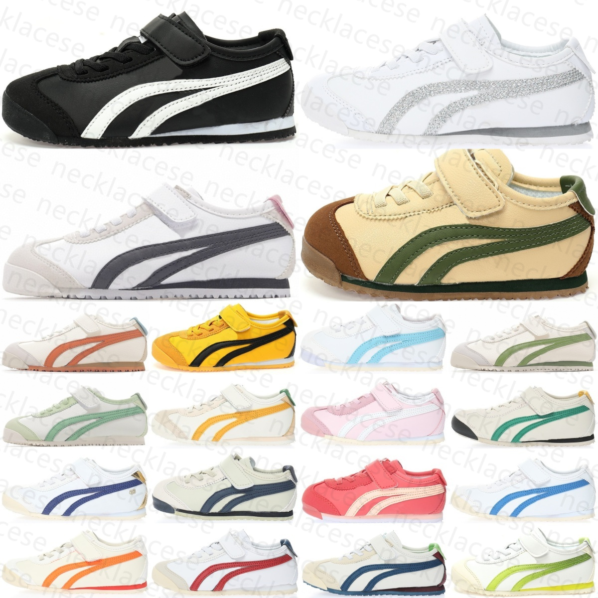 Kids Sneakers Tiger Running Boys Shoes Mexico Toddler Girls 66 White Blue Red Yellow Black White Children Youth Hook & Loop Beige Green Gold Silv-image-868063460