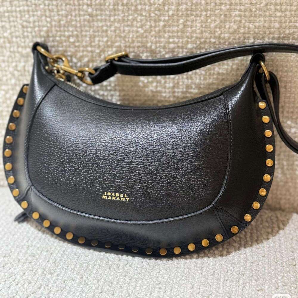 Brown Black bag rivet Designer half Moon bag tote Womens Luxury handbag Loop Shoulder man suede Leather Clutch Bags Crescent Cross body Even belt