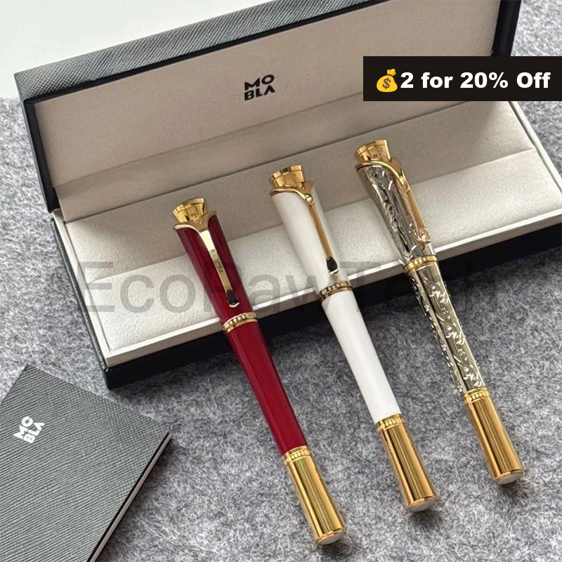 Luxury Writers Silver Engraved Ballpoint Pen Designer JFK business Rollerball pen Exquisite Rose Gold Accents Promotion Writing Valentines Father�