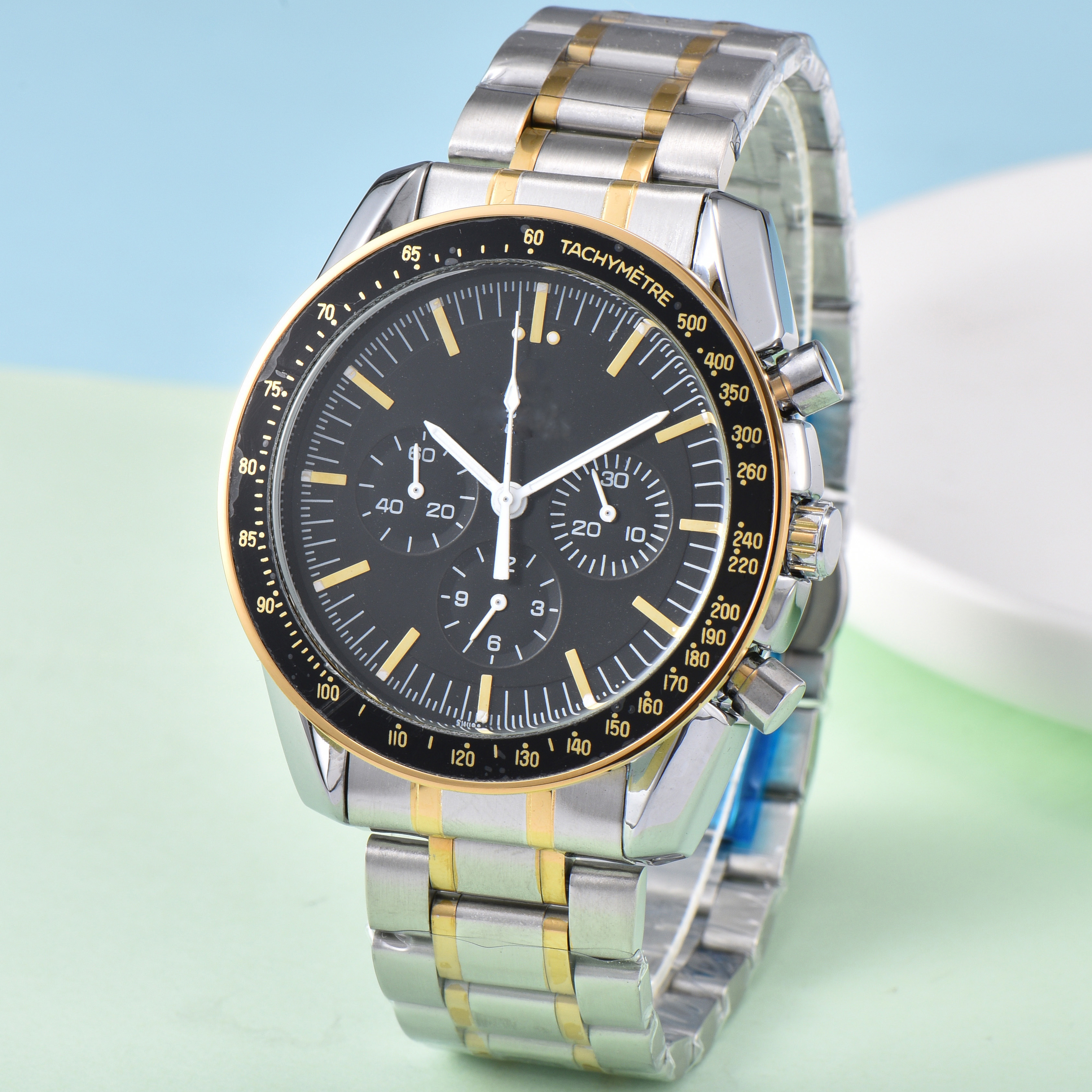fashion mans watches 42mm quartz Rhinestone diamond Gold men watch Designer wristwatches Stainless Steel band for mens Christmas Valentines Day Gift