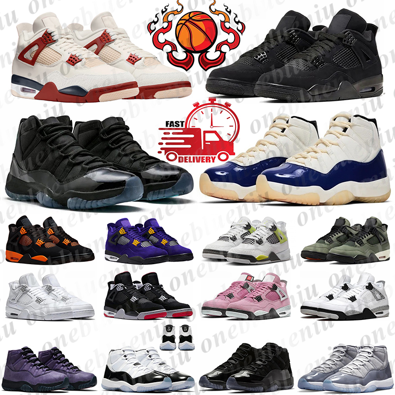 Hommes Femmes Baskets En Plein Air 4s 11s Chaussures De Basketball Chat Noir Ciment Blanc Saint Valentin Sierra Rouge Rare Air Bred Gamma Bleu Co