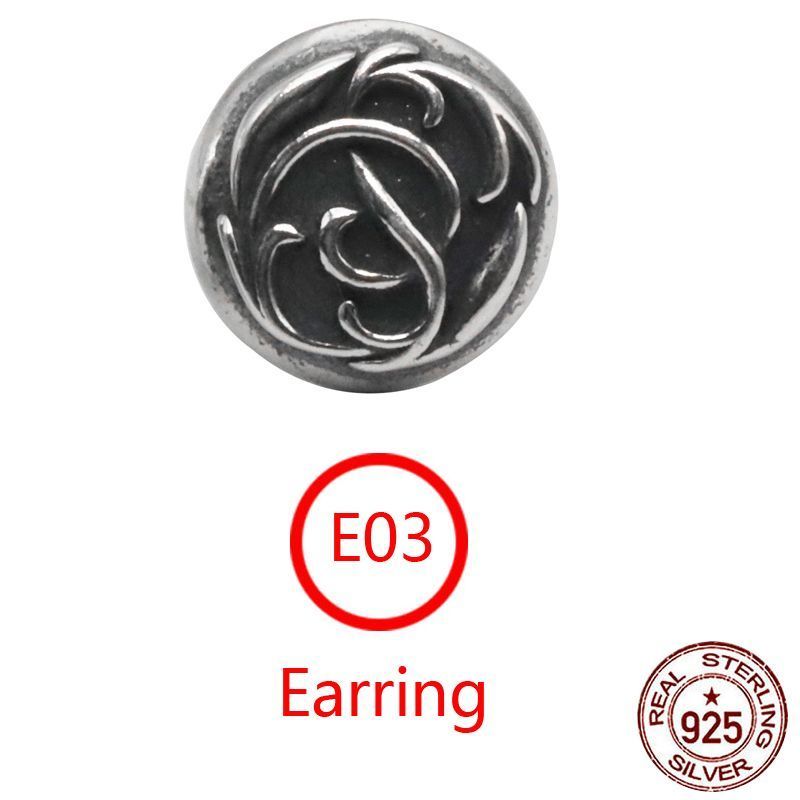 E03 S925 Pure Silver Ear Studs Personalized Fashion Punk Hip Hop Style Cross Flower Letter Earrings Jewelry Shaped Lover Gift new