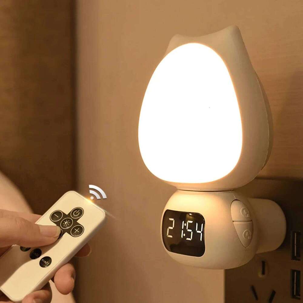 Mini LED horloge de table numérique enfant mignon multifonctionnel 3 couleurs veilleuse gradation en continu chambre lampe de chevet pour la vie