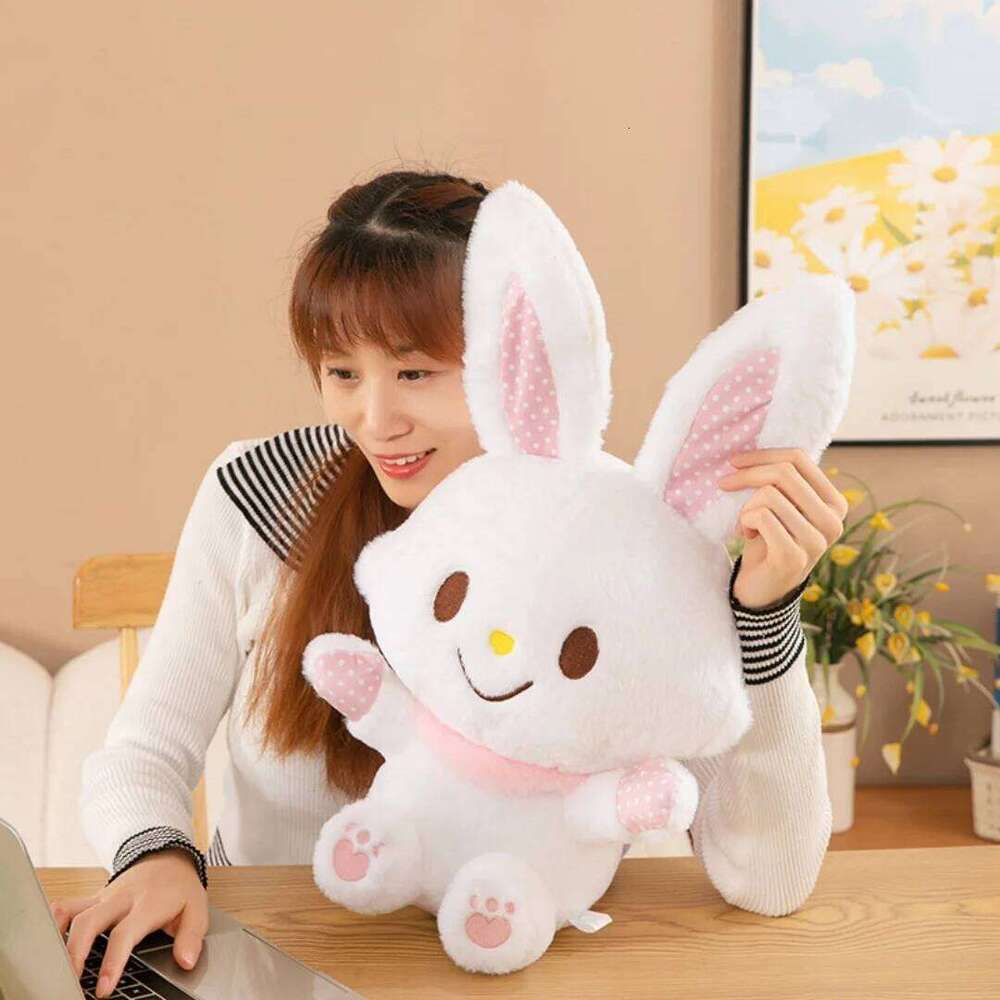 1pc 35cm/13.77in Little white plush toy girl rabbit child soothing rag hug sleeping doll H260224-image-1095362632