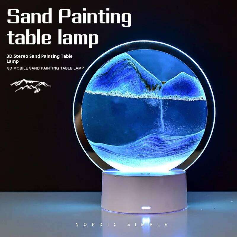 Atmósfera de celebridades de Internet, adorno creativo de arena movediza, reloj de arena, pintura de arena, lámpara de noche 3d, mesa, mesita de noc