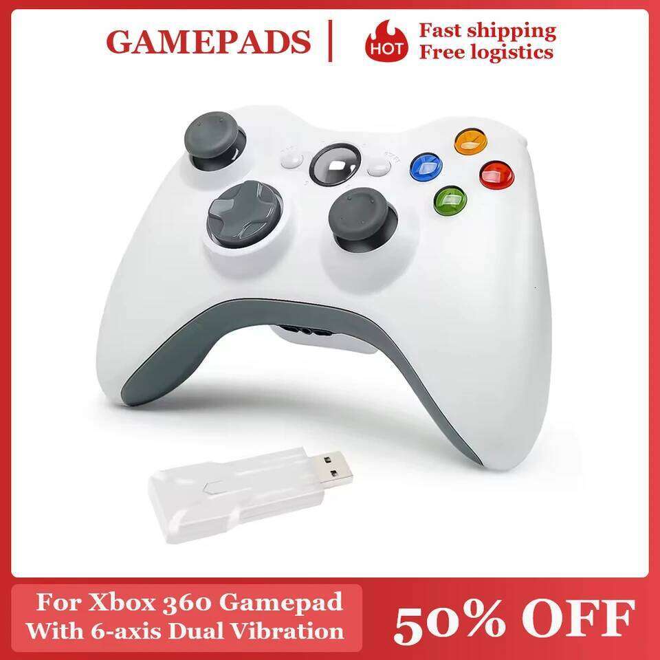 2.4G Wireless For 360 Game Controller Dual-Vibration Turbo Compatible with Xbox 360/360 Slim and PC Window Z260210-image-1095311945