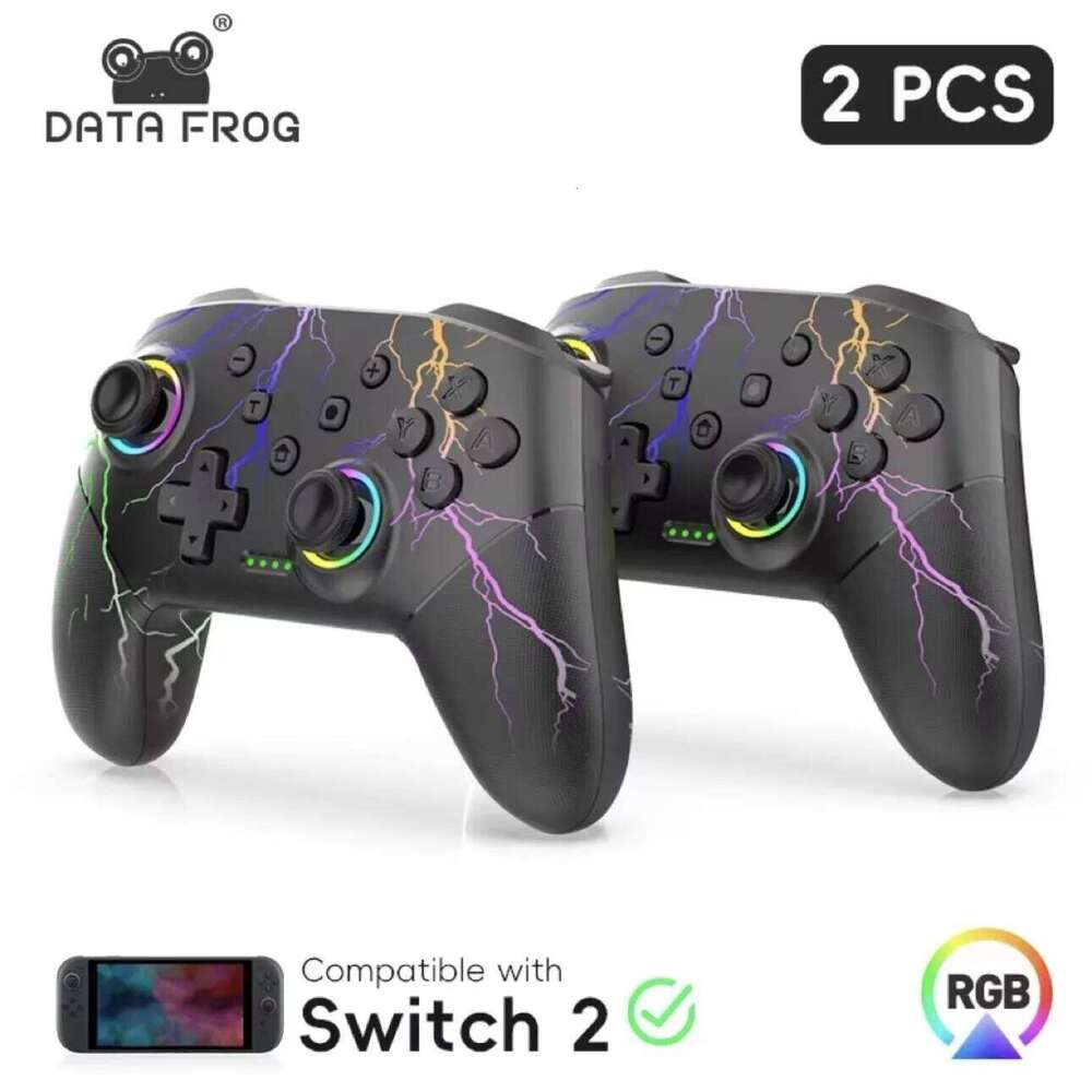 DATA FROG 2 Pack Wireless Pro Controller Gamepad for PC TV Box with Dual Vibration Ergonomic Grip Gaming Joystick Z260210-image-1095310185