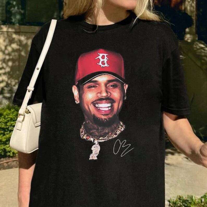 The Face of Chris Brown Retro Portrait Print Short Sleeve T-shirt R&B Merch Fashion Apparel Breezy Tour Tee Summer Tops Z260224