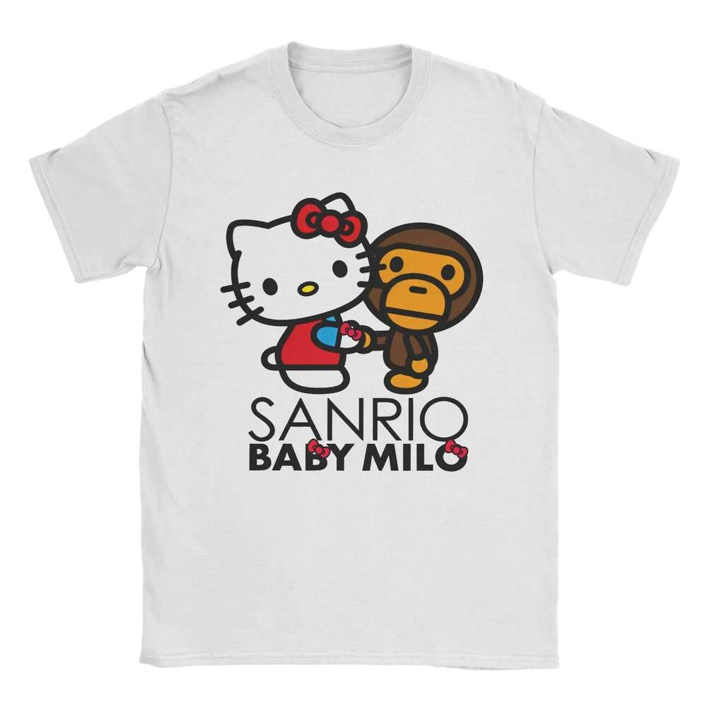 Hello Kitty Friend Pure Cotton T-Shirt for Couple Summer Y2K Fun Oversized Y2k T Shirts O Neck Leisure Tees Loose Female Clothes Z260224