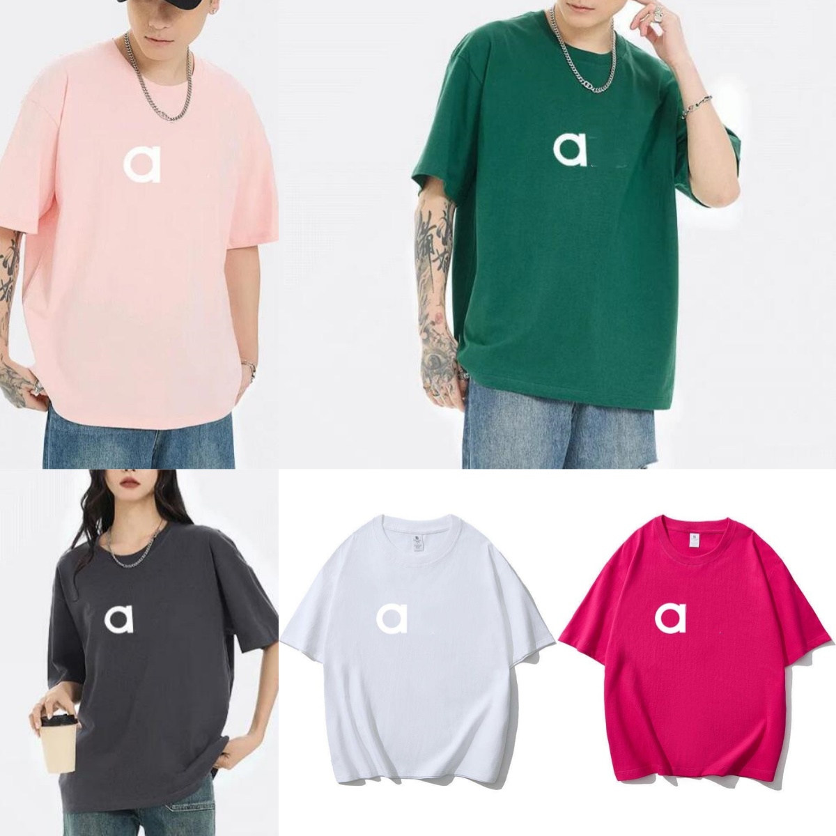 A199 T-shirts de yoga surdimensionnés unisexes, chemise d'entraînement confortable à col rond avec manches courtes pour les deux sexes, chemises