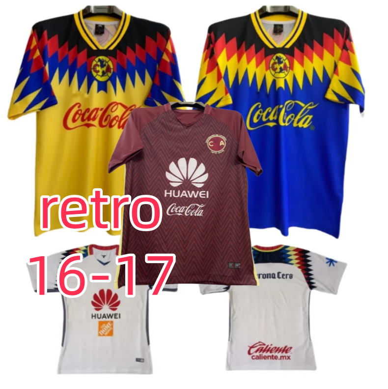 95-96 Retro Club America soccer jerseys 18 white LIGA MX Football Shirts S.CABANAS ZAMORANO BRANDAO CHUCHO Men Uniforms 1995 Home Away-image-973275695