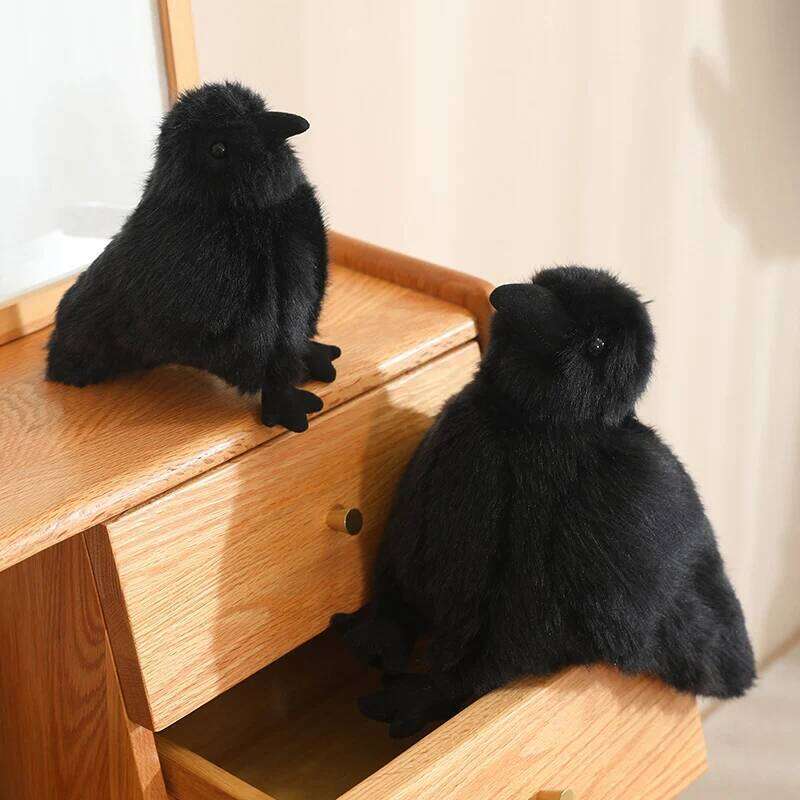 30cm Realistic Crow Plush Toy - Lifelike Stuffed Animal Raven, Soft Halloween/Christmas Gift for Kids Bird Lovers Home Decor H260224-image-1095357029