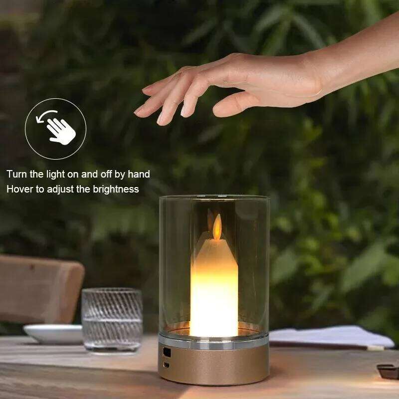 Bougie LED rechargeable nuit bougies à mèche sans flamme lumière anniversaire mariage église de Noël atmosphère lampe à capteur manuel H260224