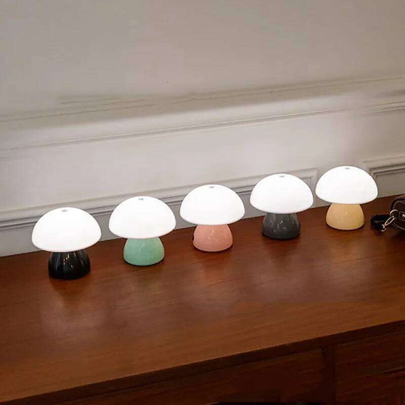 Lampe de nuit créative en forme de champignon, pour chambre à coucher, chevet, Bar, Table à manger, blanc chaud, lumières d'ambiance, H260224