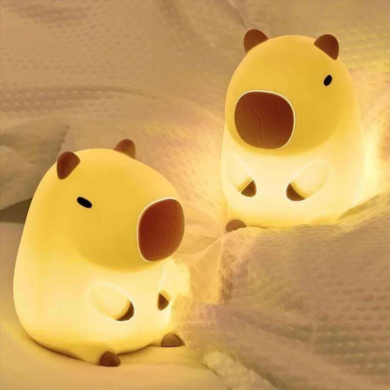 Animal de compagnie Capybara lumière mignon dessin animé Silicone créatif chevet sommeil nuit lampe pour chambre d'enfants décor cadeau d'anniver