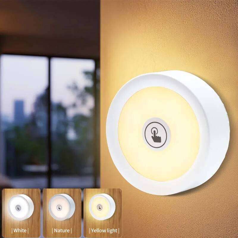 Mini LED bouton tactile besoin de pile AAA applique murale magnétique réglable sans fil chambre cuisine escalier lampe de nuit H260224