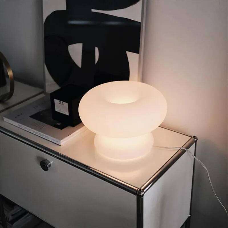 Lampe champignon en verre nordique, pour chambre, côté canapé, lecture, coin salon, table de chevet, H260224