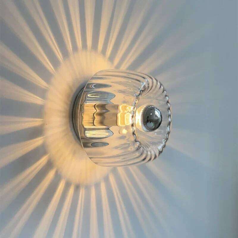 LED Sconce Applique Murale Ronde en Verre Créative Éclairage Intérieur Extérieur Salon Salle de Bain Porche Décor H260224