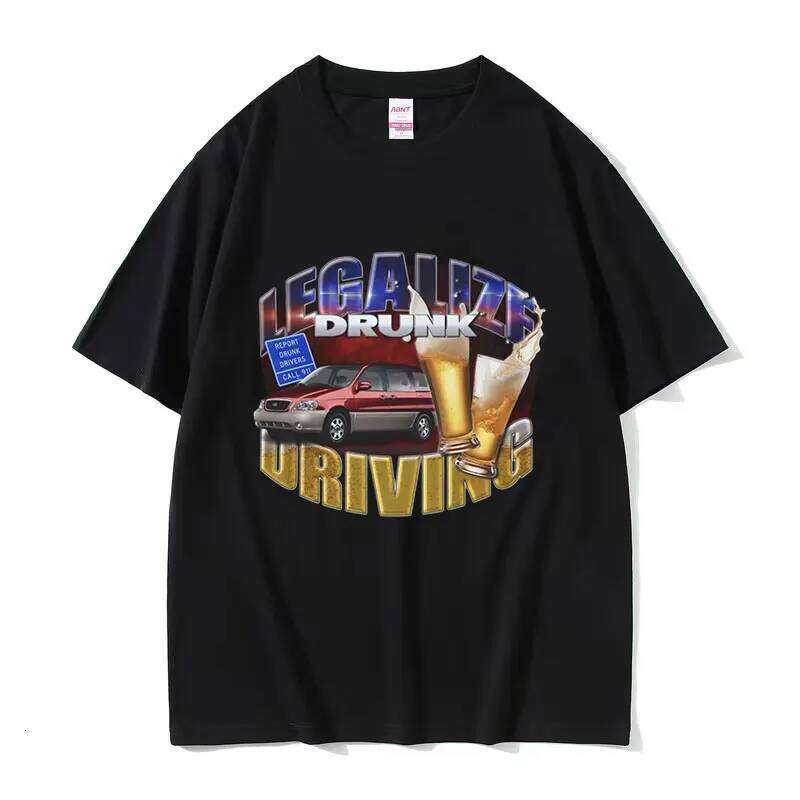 Légaliser l'alcool au volant T-shirt graphique drôle hommes col rond mode coton à manches courtes T-shirts rétro Harajuku T-shirt surdimensionné