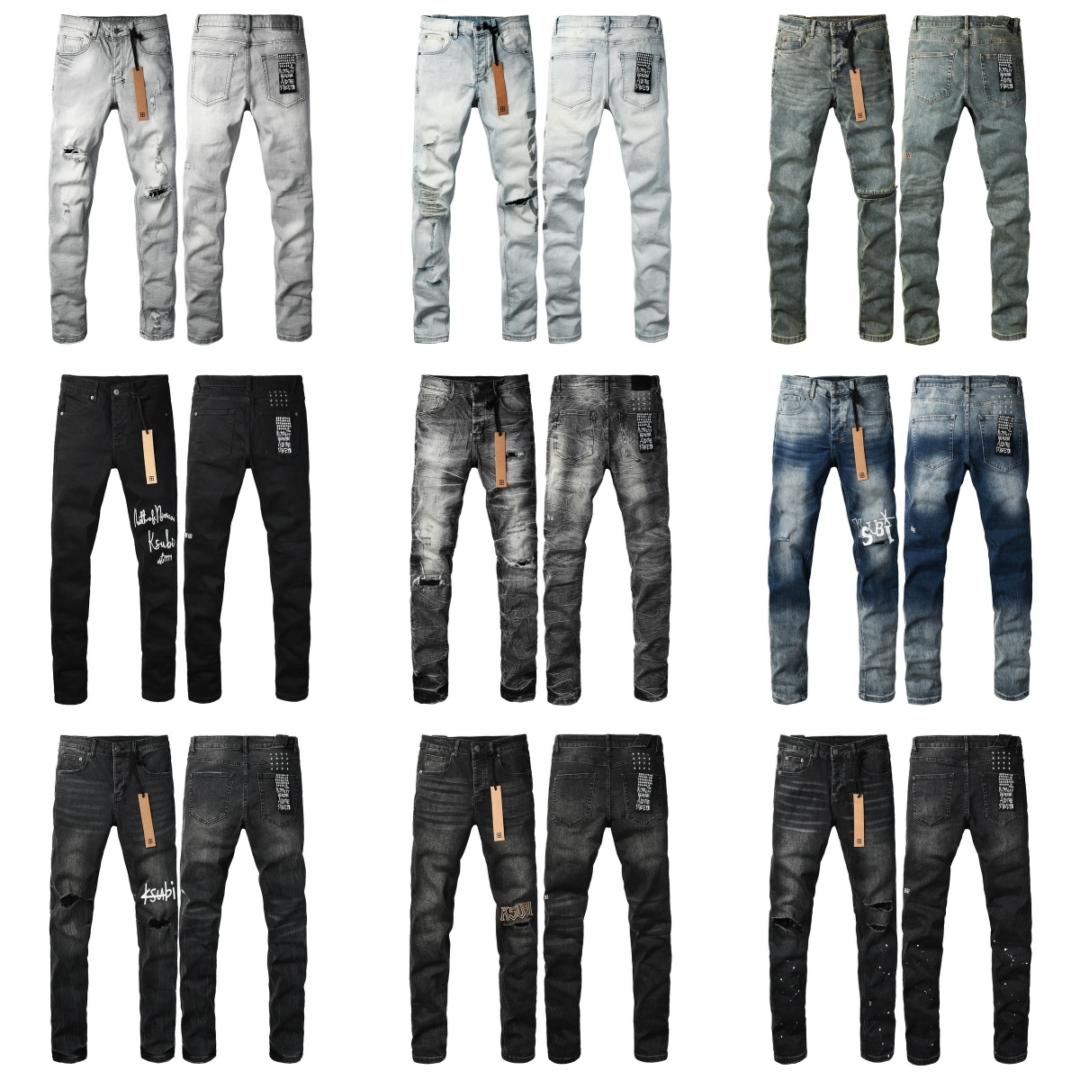 Jeans pour hommes Nouveaux jeans ksubi jeans de créateur jeans kusbi taille haute Ripped High Street Jeans Rétro Paint Spot Patch Hole Denim Stre