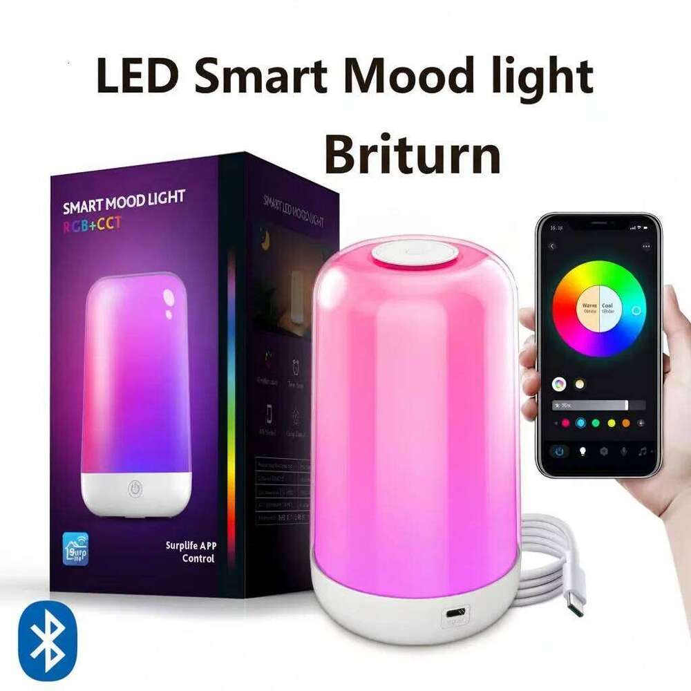 Smart LED Bedsides Lamp Night RGB Dimmable Touch Light APP Control Music Synchronization USB Charging For Bedroom Bedside H260224
