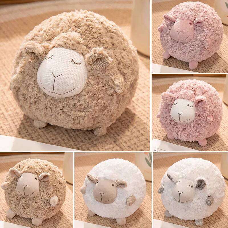 28cm Lovely Plush Toys Stuffed Animal Round Ball Sheep Fluffy Lamb Plushie Doll Soft Pillow Kid Birthday Xmas Gifts H260224-image-1095367159