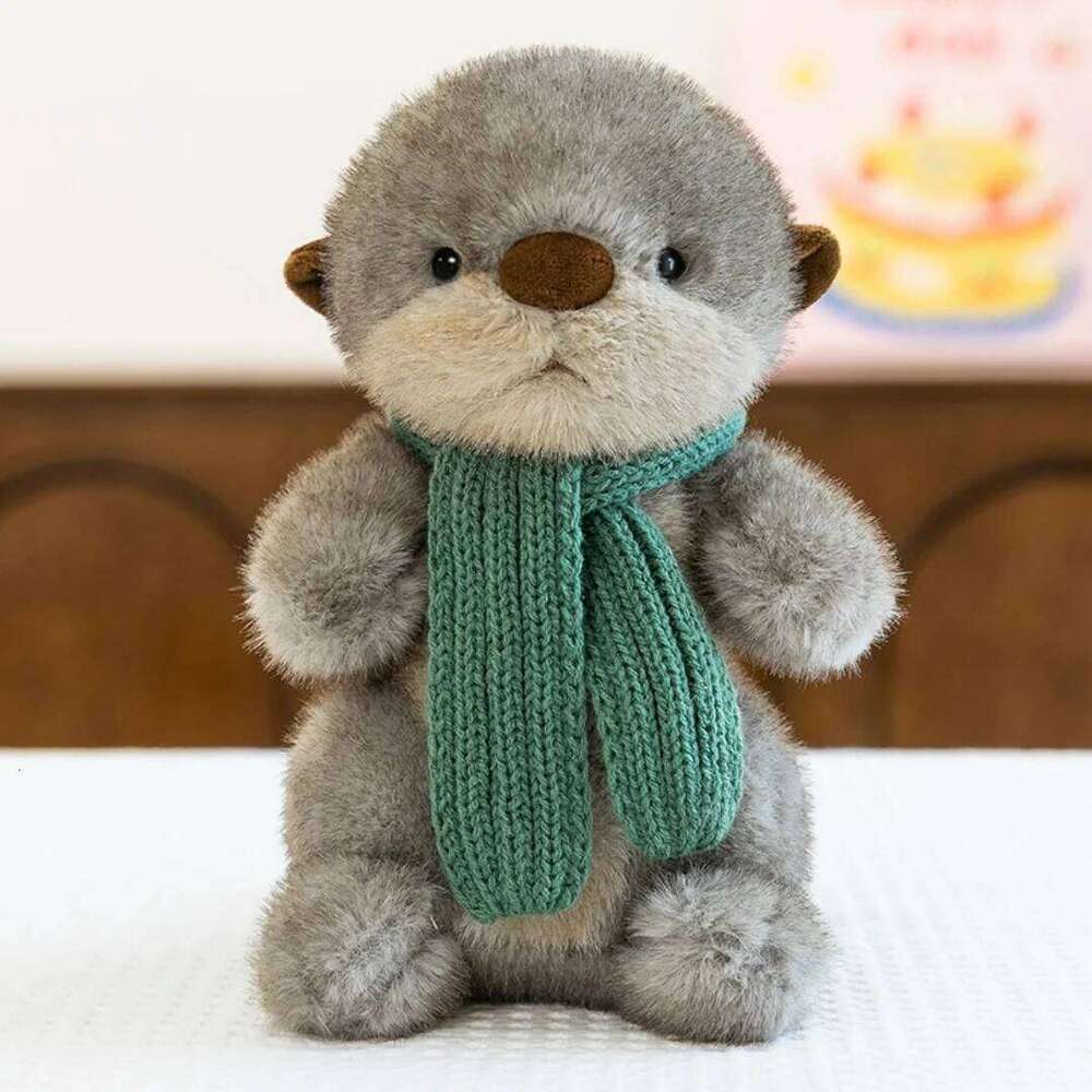 1pc 26cm/10.23in Cute scarves, otter plush toys, zoo souvenirs, children's soothing dolls, pillow gifts H260224-image-1095363313
