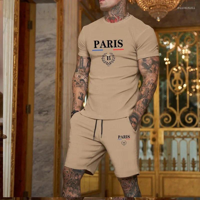 Men's Tracksuits Summer Fashion Short Sleeved T-shirt And Shorts 2-piece Set Sportswear Slow Running Casual
