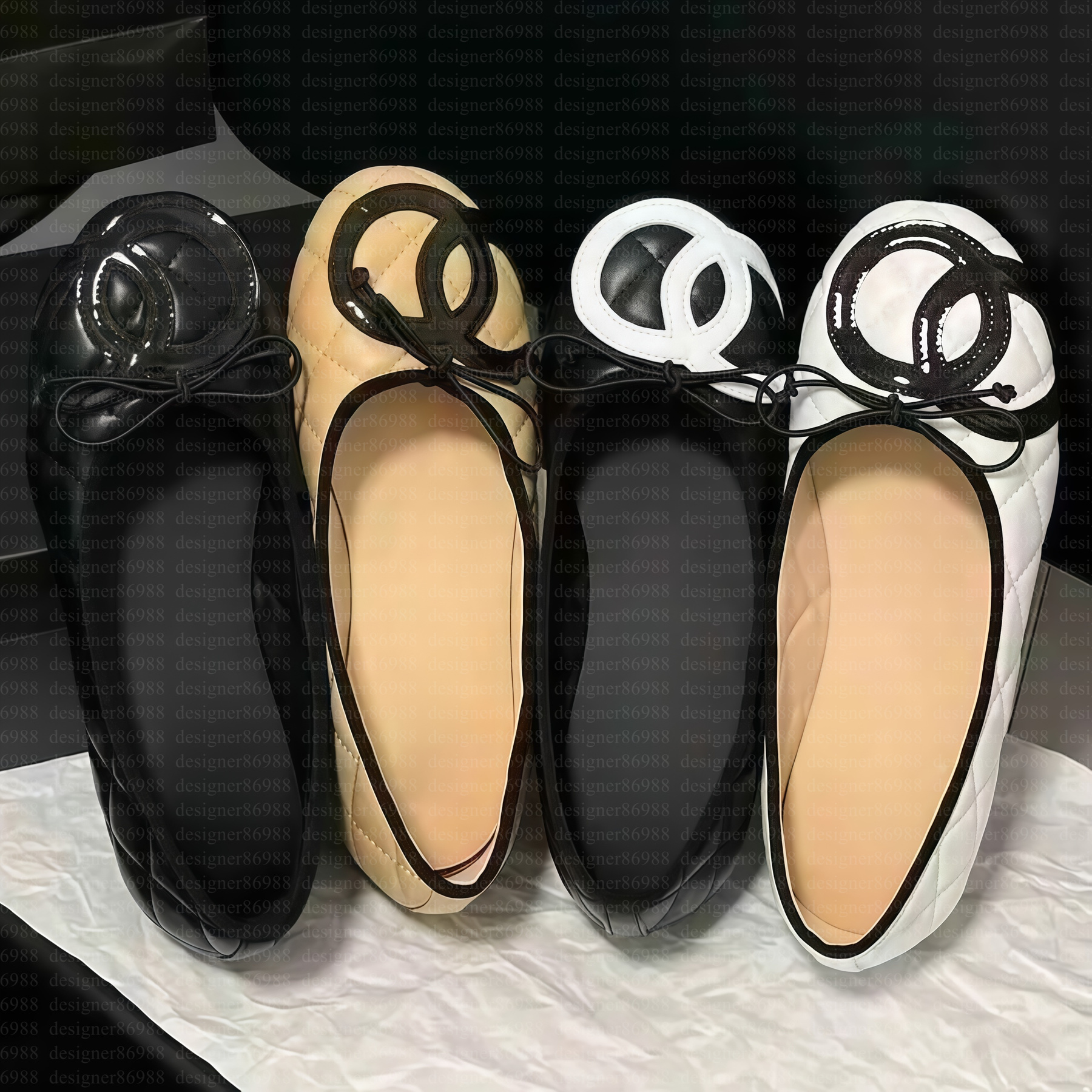 Ballet Flats Paris designer Shoes Women brands Quilted Genuine Leather Slip on Ballerina Round Toe Ladies Luxury brands Shoes De Mujer chan ch Sh