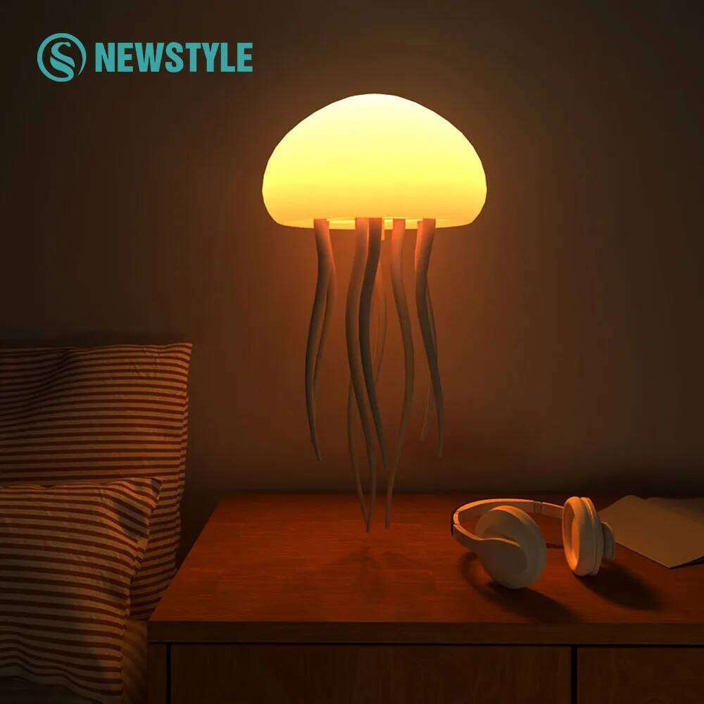 Lámpara LED nocturna con dibujos animados Nihgt, luz RGB con Control por voz, medusas, mesita de noche tipo C, humidificador Bluetooth mejorado, mod
