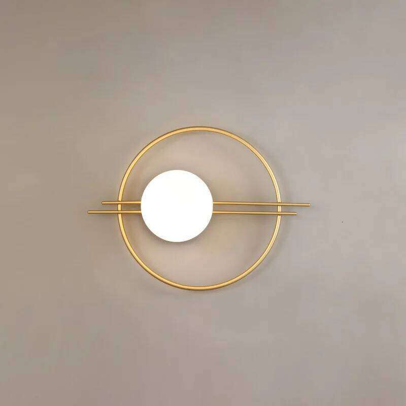 Lámparas de fondo creativas de luz redonda dorada/negra moderna, lámpara LED de pared para dormitorio, mesita de noche y sala de estar, H260224