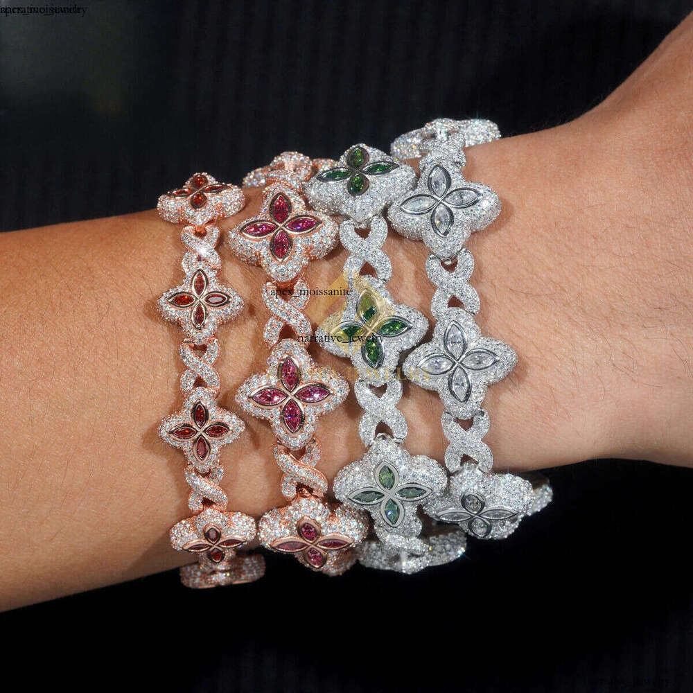Fine Jewelry Luxury Flower New Fashion Clover Bracelets Sterling Silver 925 Gold Plated Moissanite Cuban Chains 5e lry