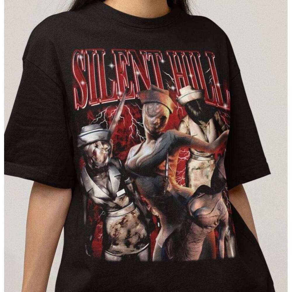 Unisexe Silent Hill Infirmière Pirate T-shirt Horreur Jeu Vidéo Pur Coton Coupe Ample Harajuku Décontracté Streetwear Hauts Pour Couple Z260224