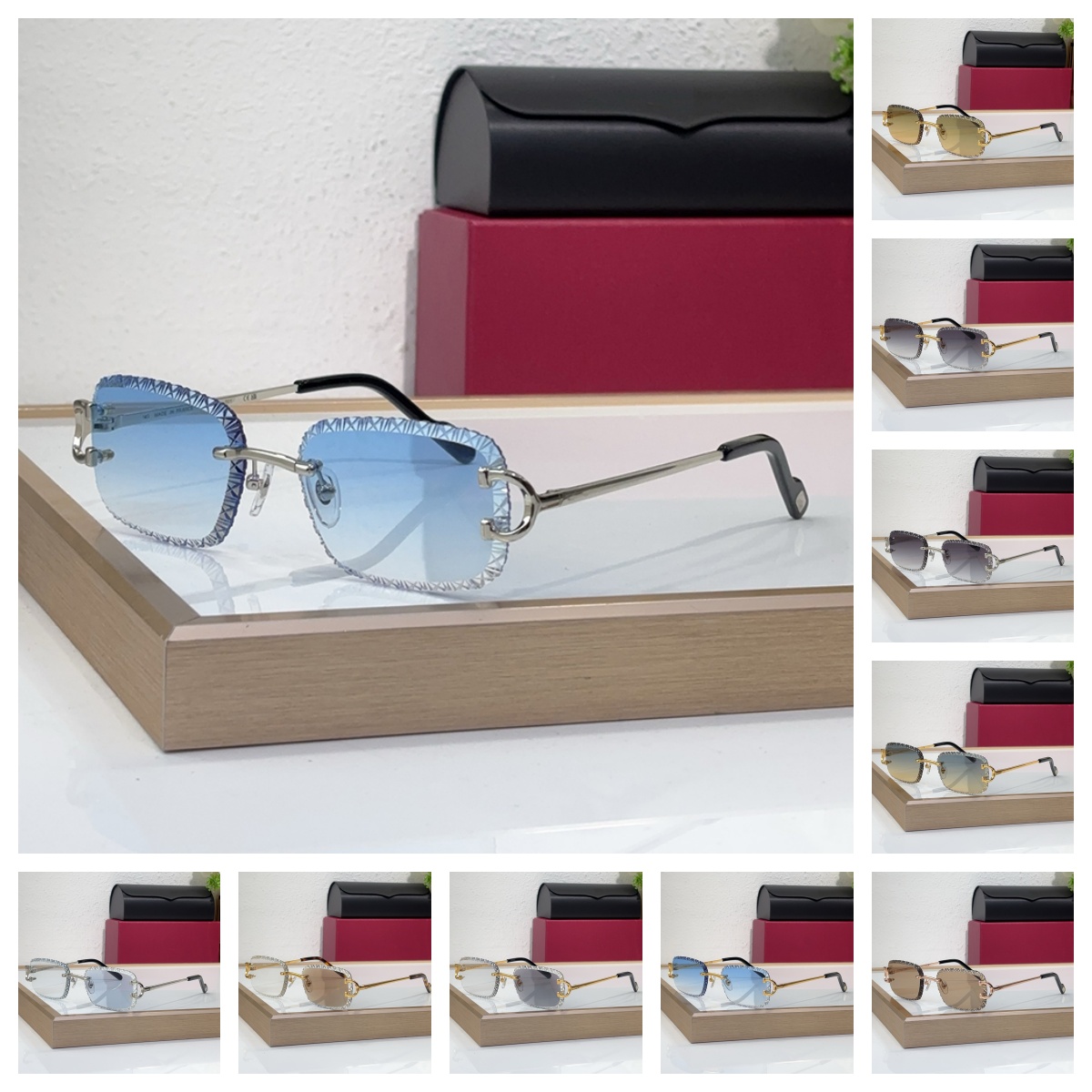 Artisan luxury sunglasses designer men Rimless Precision Carving Sleek Architectural Styling Urban Explorers Custom Prescription designer sunglas