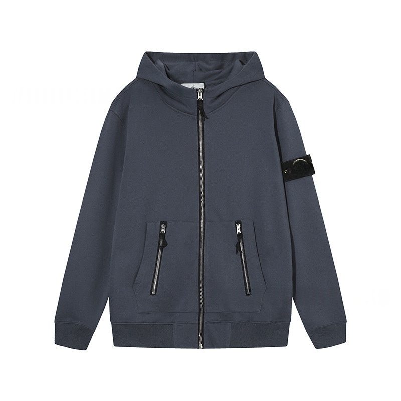 stone Hoodies Autumn Style Loose Metal Zipper Decorative Compass Sleeve Compass Logo Outdoor jacket Pure Color Sweatshirt designer topstoney clothes