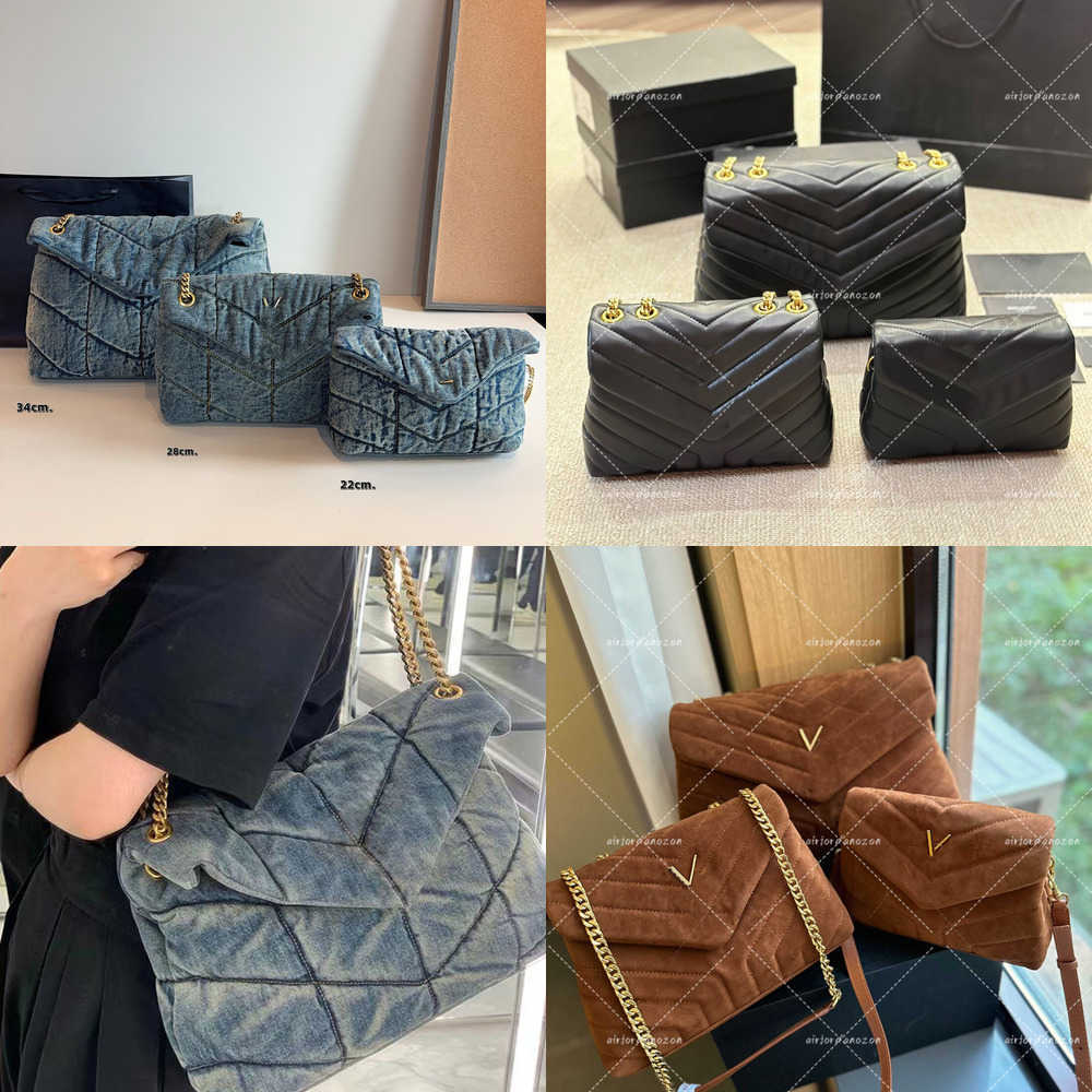 Crossbody designer bag 3 sizes LouLou shoulder bag black golden chain bags designer women bag luxury leather purses designer woman suede handbag Den