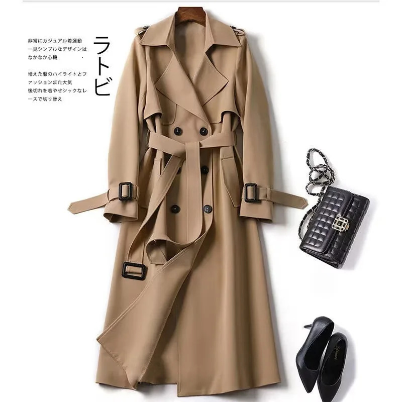Automne hiver à manches longues Trench manteau pour les femmes mode lâche bureau dame longue veste d'extérieur manteaux femme vêtements 260209