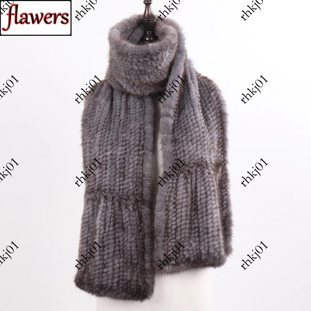 New Winter Women Hand Knitted 100% Genuine Scarf Shawl Natural Warm Muffler Lady Quality Real Mink Fur Scarves 201216