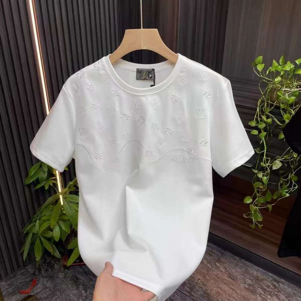 Half-Sleeve Fashion T-Shirt 's Round-Neck Embroidered Casual 2025 New Summer Men, Slim-Fit Pure Cotton Short-Sleeve T-Shirt For Men