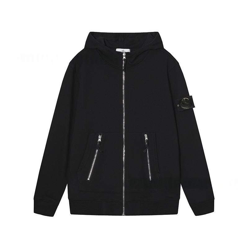 Men's Hoodies Autumn Style Loose Metal Zipper Decorative Compass Sleeve Stone Compass Logo Outdoor Jacket Pure Color Sweatshirt Mens Designer C