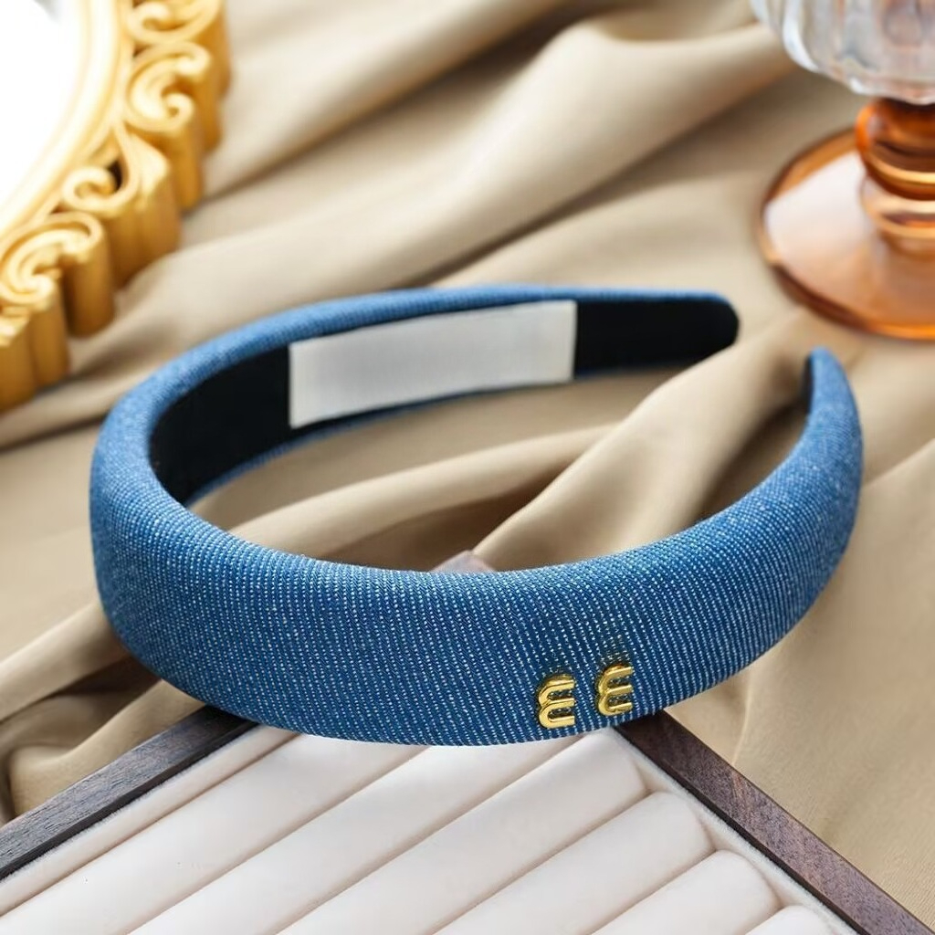 Mode femmes couleur unie Denim tissu bandeaux classique bandes de cheveux fille Turban bandeau concepteur cheveux bijoux accessoires