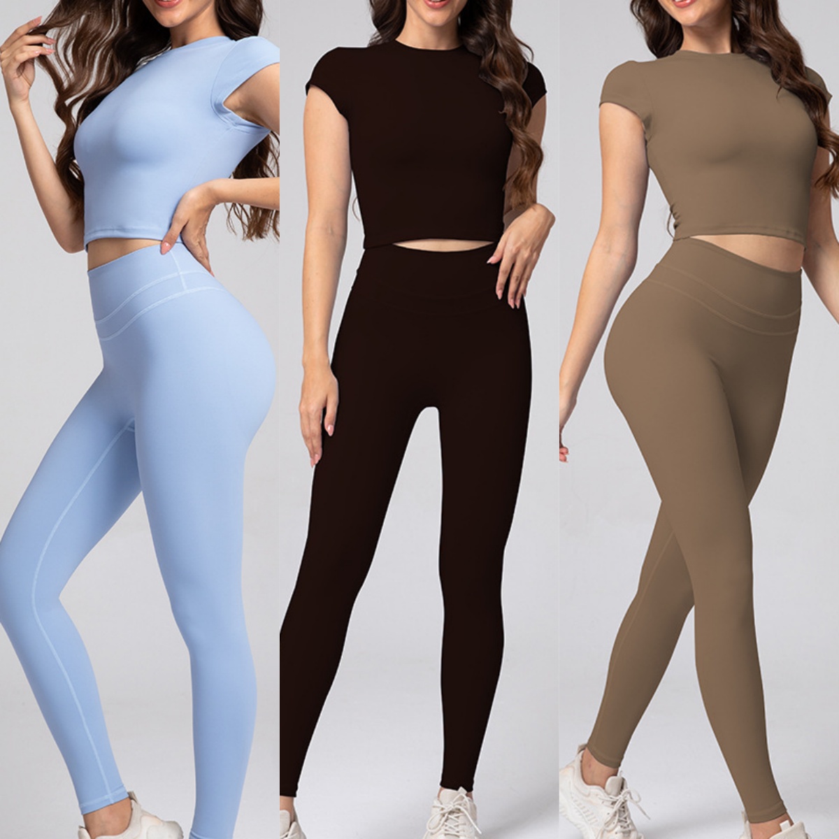 A1877 Yoga femmes vêtements pantalons de Yoga chemises de sport + Leggings haut de gamme gymnase Pilates vêtements pantalons course Fitness sous-